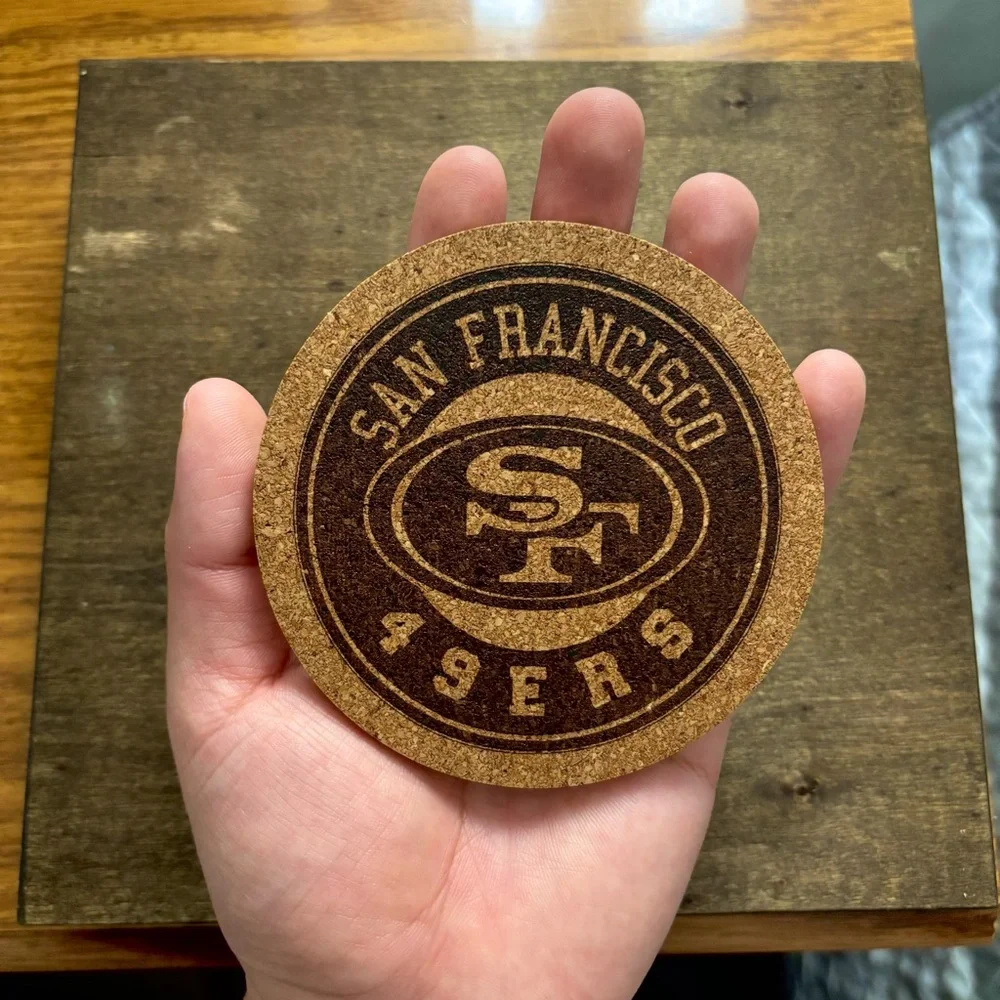 San Francisco 49ers Logo Laser Engraved Cork Coaster